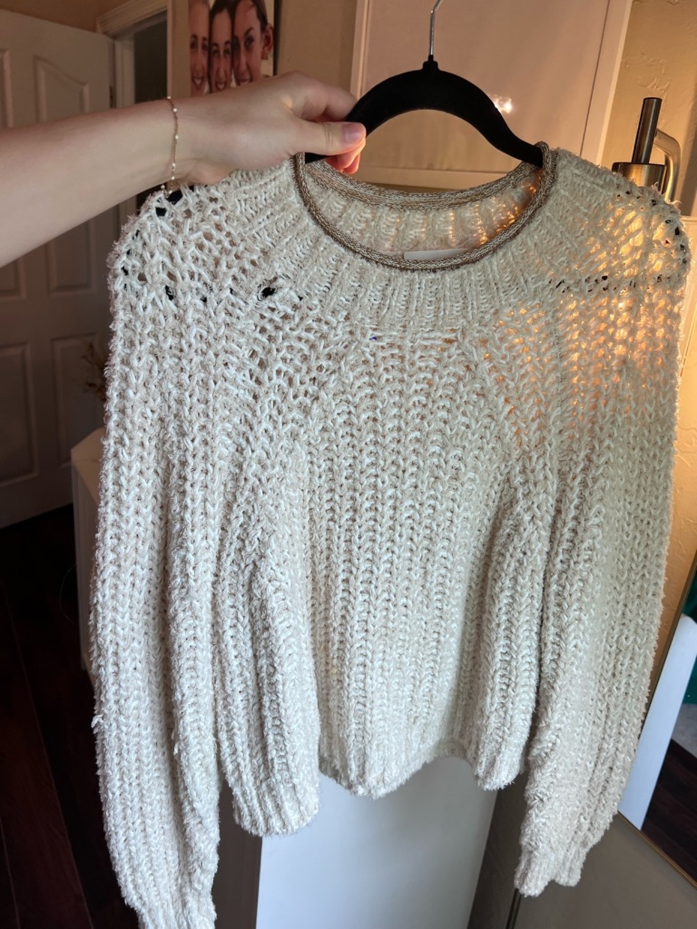Wilfred Open-Knit Crewneck Sweater in Cream